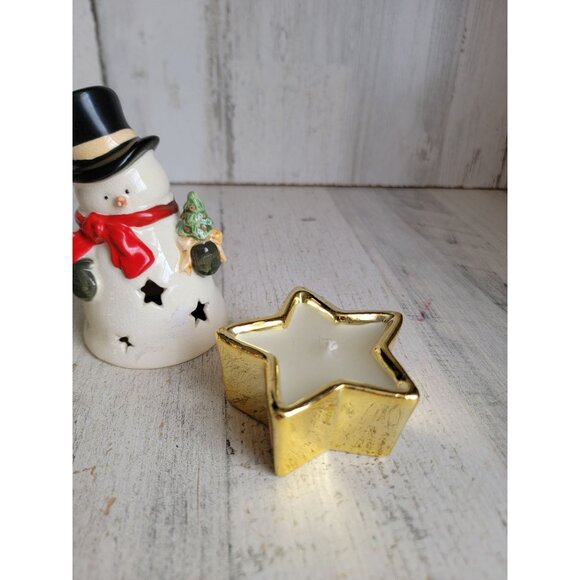 Mistletoe tea light holder snowman candle cover star set Xmas decor - Picture 4 of 8